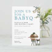 BabyQ Boy Baby Shower GRILLEN Einladung (Stehend Vorderseite)