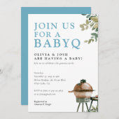 BabyQ Boy Baby Shower GRILLEN Einladung (Vorne/Hinten)