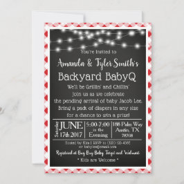 BabyQ Chalkboard Red Gingham Picnic Baby Shower Einladung