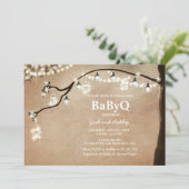 BabyQ Einladung Coed GRILLEN Shower Rustic Lights (Stehend Vorderseite)