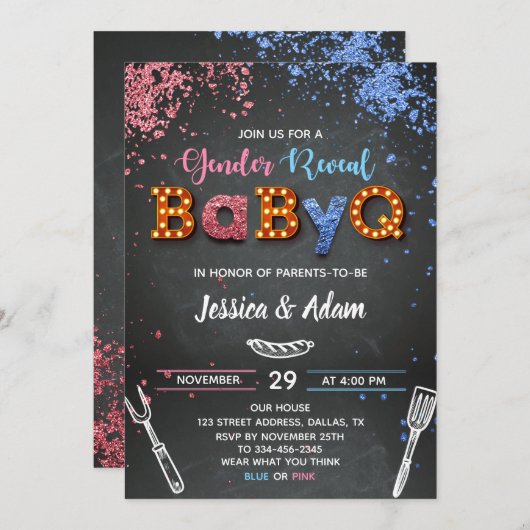 BabyQ-Gender-Einladung Einladung (Vorne/Hinten)