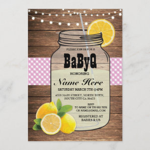 BaByQ Gender Reveal Baby Dusche Pink Karo Einladun Einladung