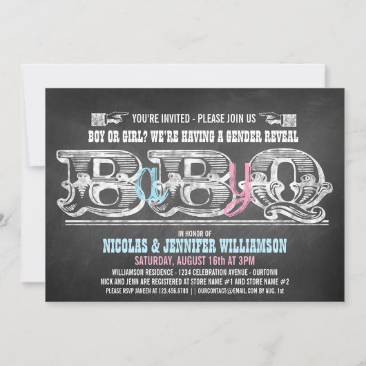 Babyq Gender Reveal Barbeque Einladungen (Vorderseite)