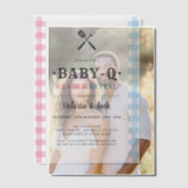 BabyQ Gender Reveal Gingham GRILLEN Pergament Einladungen (Versatz (Ehepaar))