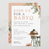 BabyQ Girl Baby Shower GRILLEN Einladung (Vorne/Hinten)