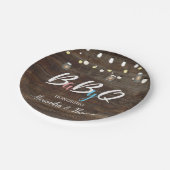 BabyQ GRILLEN Baby-Duschen-Papier-Teller hölzern Pappteller (Schrägansicht)