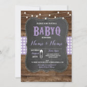BaByQ GRILLEN Baby Shower Lila Chalk Wood Einladun Einladung (Vorderseite)