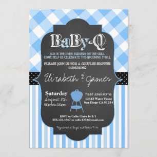 BabyQ GRILLEN Paares Baby Boy Dusche Einladung