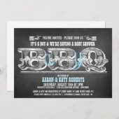 Babyq (Junge) Babydusche Barbeque Einladungen (Vorne/Hinten)