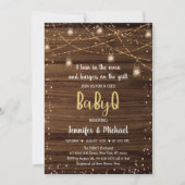 BabyQ Rustic String Lights GRILLEN Baby Shower Einladung (Vorderseite)