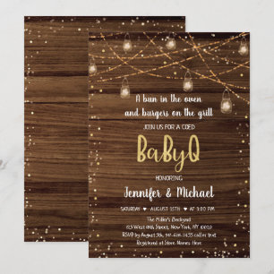 BabyQ Rustic String Lights GRILLEN Baby Shower Einladung