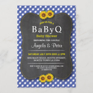 BABYQ Sunflower Baby Dusche GRILLEN Couple Blue In Einladung