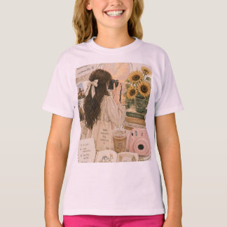 Babyrosa einfaches T-Shirt mit Blended-Material.