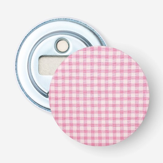 Babyrosa Gingham-Muster Flaschenöffner (Vorderseite)