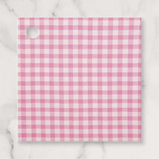 Babyrosa Gingham-Muster Geschenkanhänger (Vorderseite)