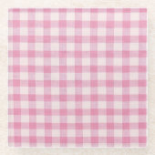 Babyrosa Gingham-Muster Glasuntersetzer (Vorderseite)
