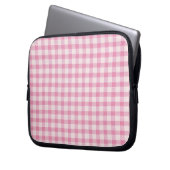 Babyrosa Gingham-Muster Laptopschutzhülle (Vorderseite Links)