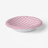 Babyrosa Gingham-Muster Pappteller (Gewinkelt)