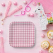 Babyrosa Gingham-Muster Pappteller (Party)