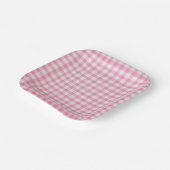 Babyrosa Gingham-Muster Pappteller (Gewinkelt)