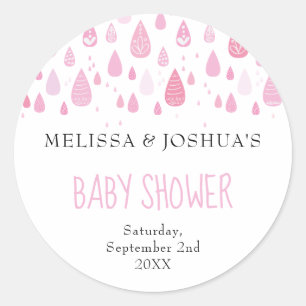 Babyrosa Regentropfen Paare Baby Shower Runder Aufkleber