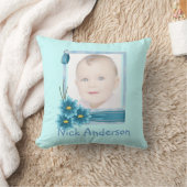 Babys 1. Christmas Blue Daisy Baby Foto Kissen (Decke)