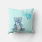 Babys 1. Christmas Blue Daisy Baby Foto Kissen (Rückseite)