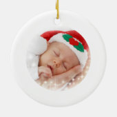Baby's 1. Christmas Glitzer Sloth Foto Name Keramik Ornament (Hinten)