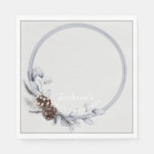 Baby's 1. Christmas Graues botanisches Foto Keepak Serviette (Vorderseite)