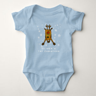 Baby's 1. Christmas Niedlich Deer Snowflake Boy Baby Strampler