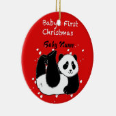 Baby's 1. Christmas Personalisiert Baby Panda Bear Keramikornament (Rechts)