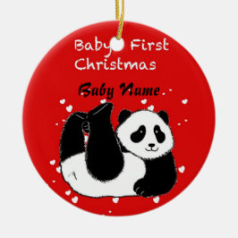 Baby's 1. Christmas Personalisiert Baby Panda Bear Keramikornament