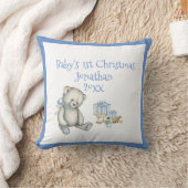 Baby's 1. Christmas Personalize Blue Niedlich Kissen (Decke)