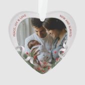 Baby's 1. Christmas Silver Holly Pine Frame Foto Ornament (Rückseite)