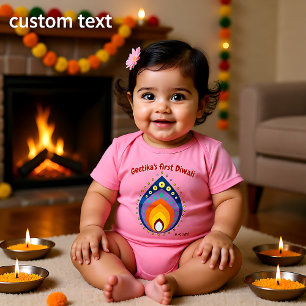 Baby's 1 Diwali mit individuelle Name-Stil2 Baby Strampler