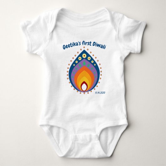 Baby's 1 Diwali mit individuelle Name-Stil2 Baby Strampler (Vorderseite)