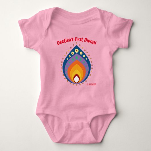 Baby's 1 Diwali mit individuelle Name-Stil2 Baby Strampler (Vorderseite)