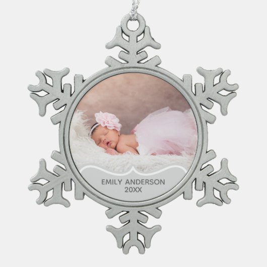 Babys 1. FOTO Sake Weihnachtsschmuck Schneeflocken Zinn-Ornament (Vorderseite)