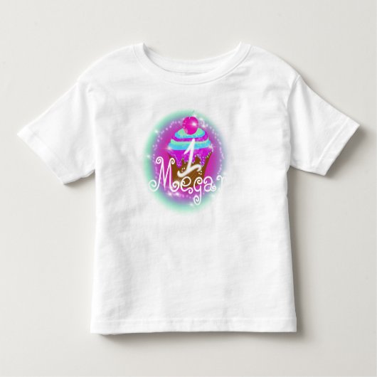 Baby's 1. Geburtstag Airbrush Cupcake Kleinkind T-shirt (Vorderseite)