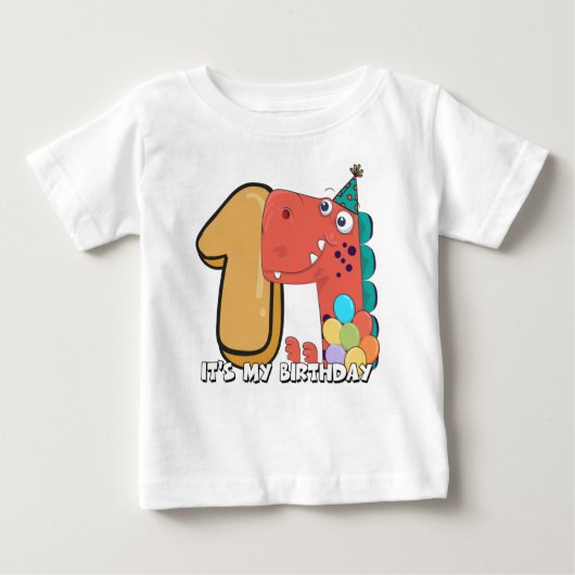 Baby's 1. Geburtstag Dinosaurier Baby T-shirt (Vorderseite)