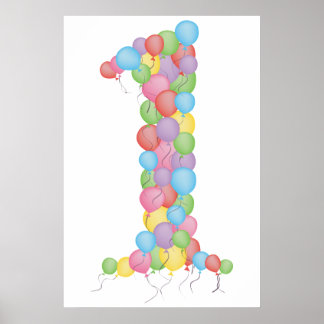 Babys 1. Geburtstag Party Balloons 1 Poster drucke