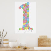 Babys 1. Geburtstag Party Balloons 1 Poster drucke (Küche)