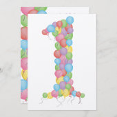 Baby's 1. Geburtstag Party Balloons Custom Einladu Einladung (Vorne/Hinten)