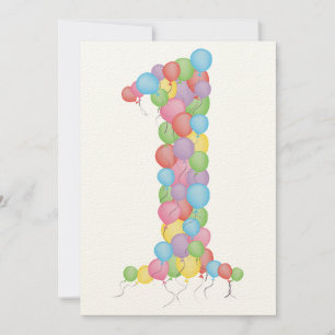 Baby's 1. Geburtstag Party Balloons Custom Einladu Einladung