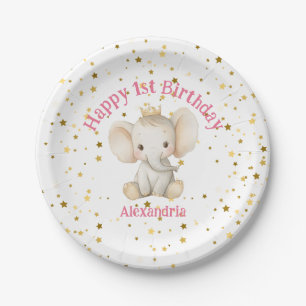 Babys 1. Geburtstag personalisierter Elefant der P Pappteller