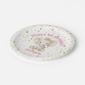 Babys 1. Geburtstag personalisierter Elefant der P Pappteller (Schrägansicht)