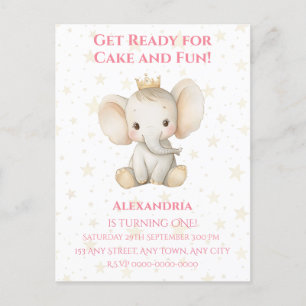 Babys 1. Geburtstag personalisierter Elefant der P Postkarte