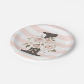 Babys 1. Geburtstag Shabby Chic Rose Blumenstrauß Pappteller (Schrägansicht)