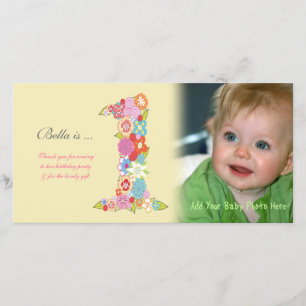 Babys 1. Geburtstag Vielen Dank für Ihre Fotokarte Dankeskarte