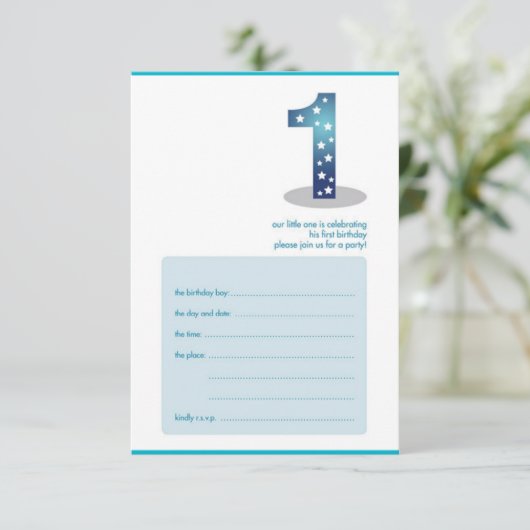 Babys 1. Geburtstagsdesign Einladung (Stehend Vorderseite)